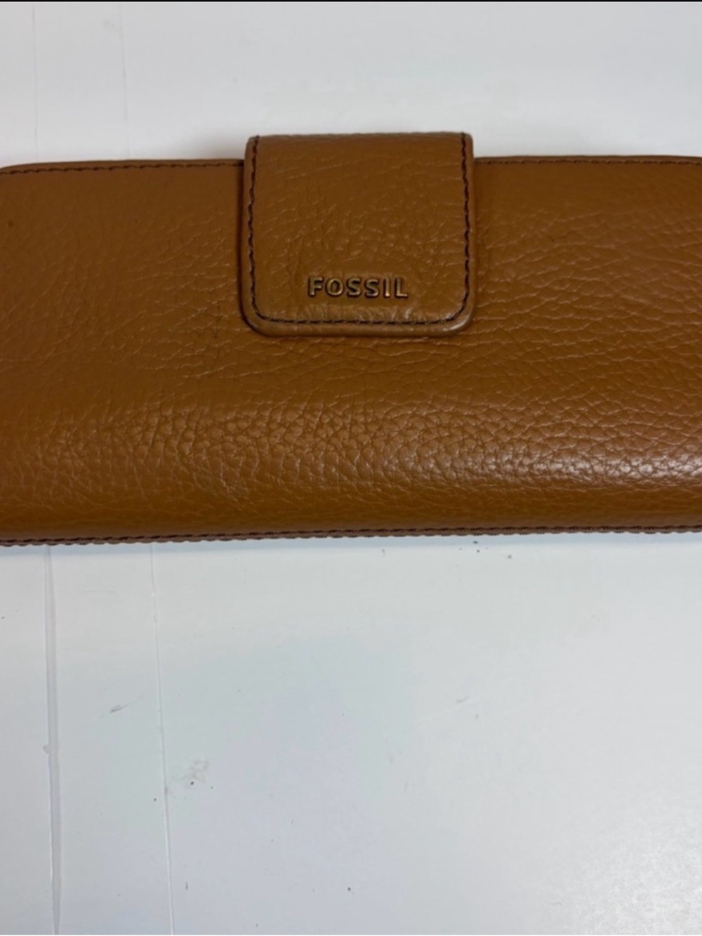 Fossil Caramel Brown Leather Zip-Around Wallet
